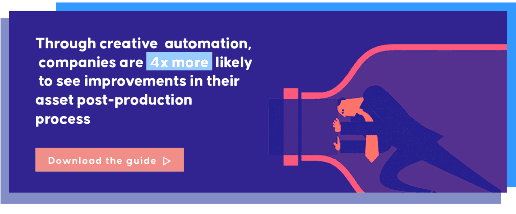 Through Creative Automation, companies are 4x more likely to see improvements in their asset post-production process. Download the guide.