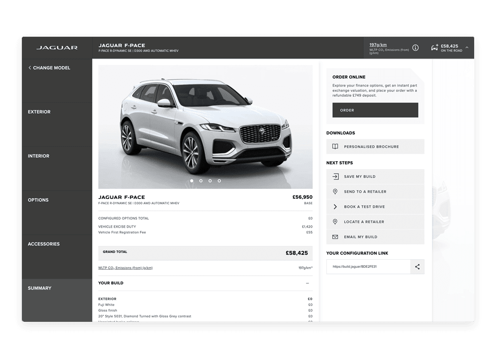 Configteq automated specific pricing based on user-generated configurations for Jaguar Land Rover