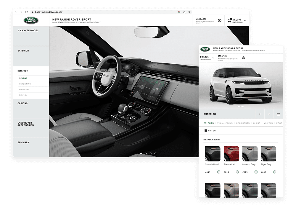 Configteq provides Jaguar Land Rover customers with an unrivalled online experience as they build, personalise and order their vehicle.