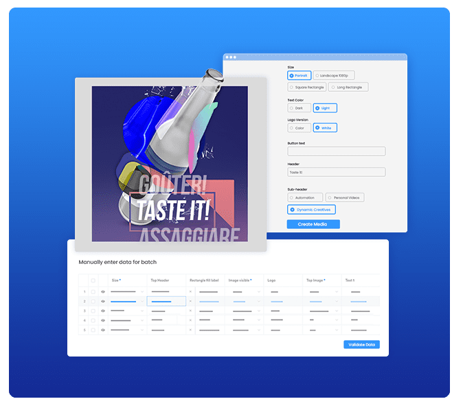 Generate unlimited creative assets without adding headcount.

Unlock the power of Creative Automation and dynamic templates, to eliminate mindless digital and print adaptation work.