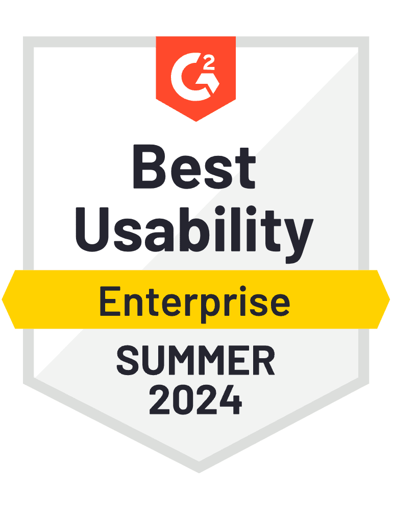 G2 Badge: Best Usability - Creative Management Platform category - Enterprise - Spring 2024