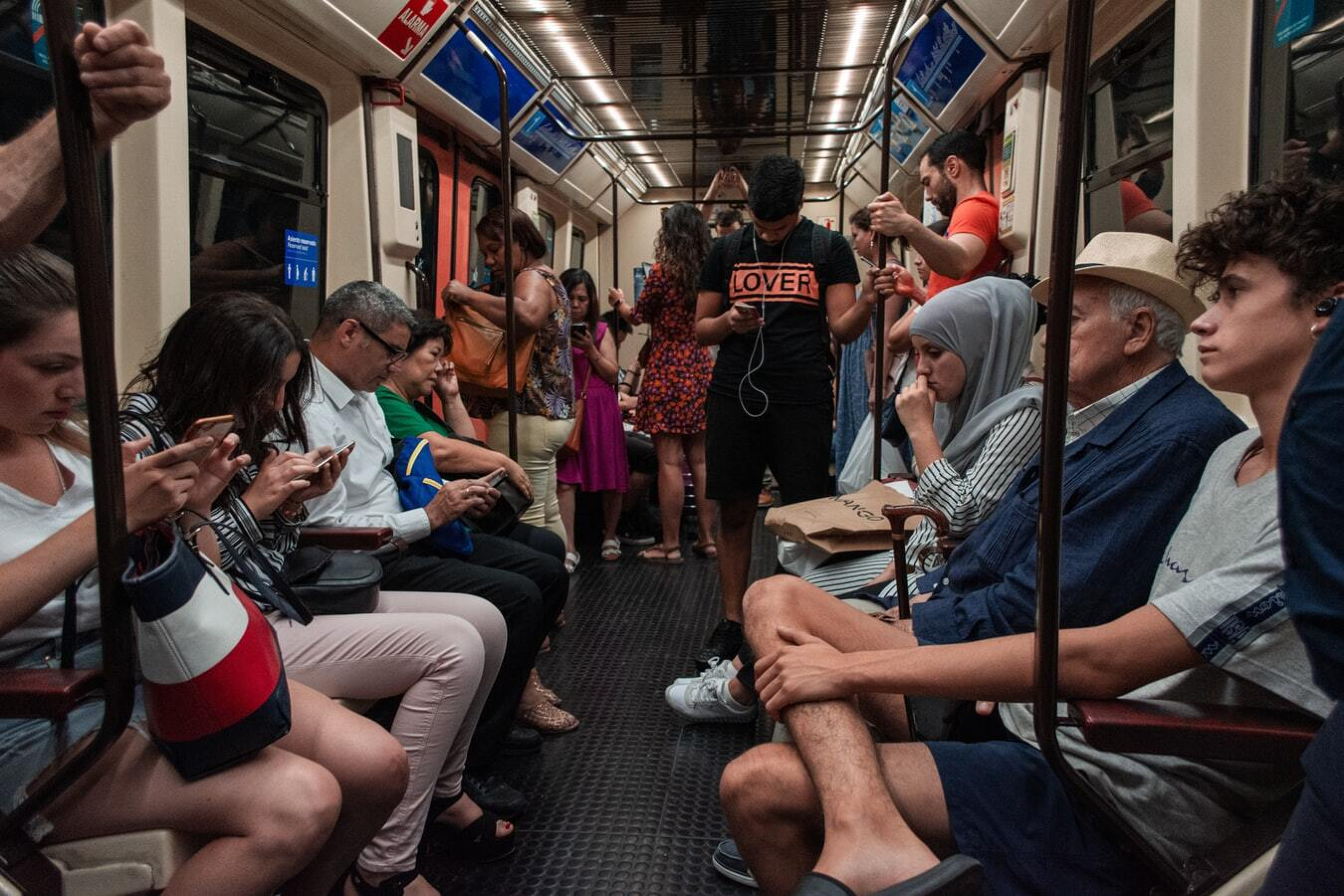 Decorative image of a crowded subway, representing creativity among human beings.