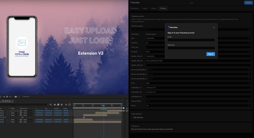 Storyteq's After Effects extension V2.0