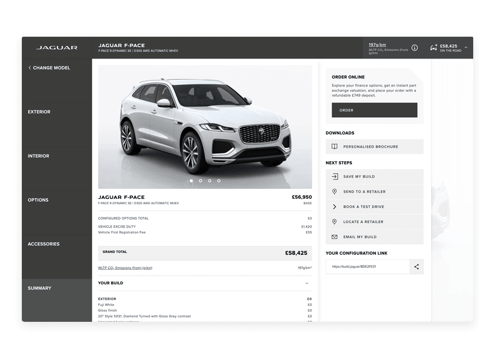 Configteq automated specific pricing based on user-generated configurations for Jaguar Land Rover