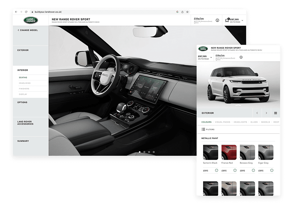 Configteq provides Jaguar Land Rover customers with an unrivalled online experience as they build, personalise and order their vehicle.