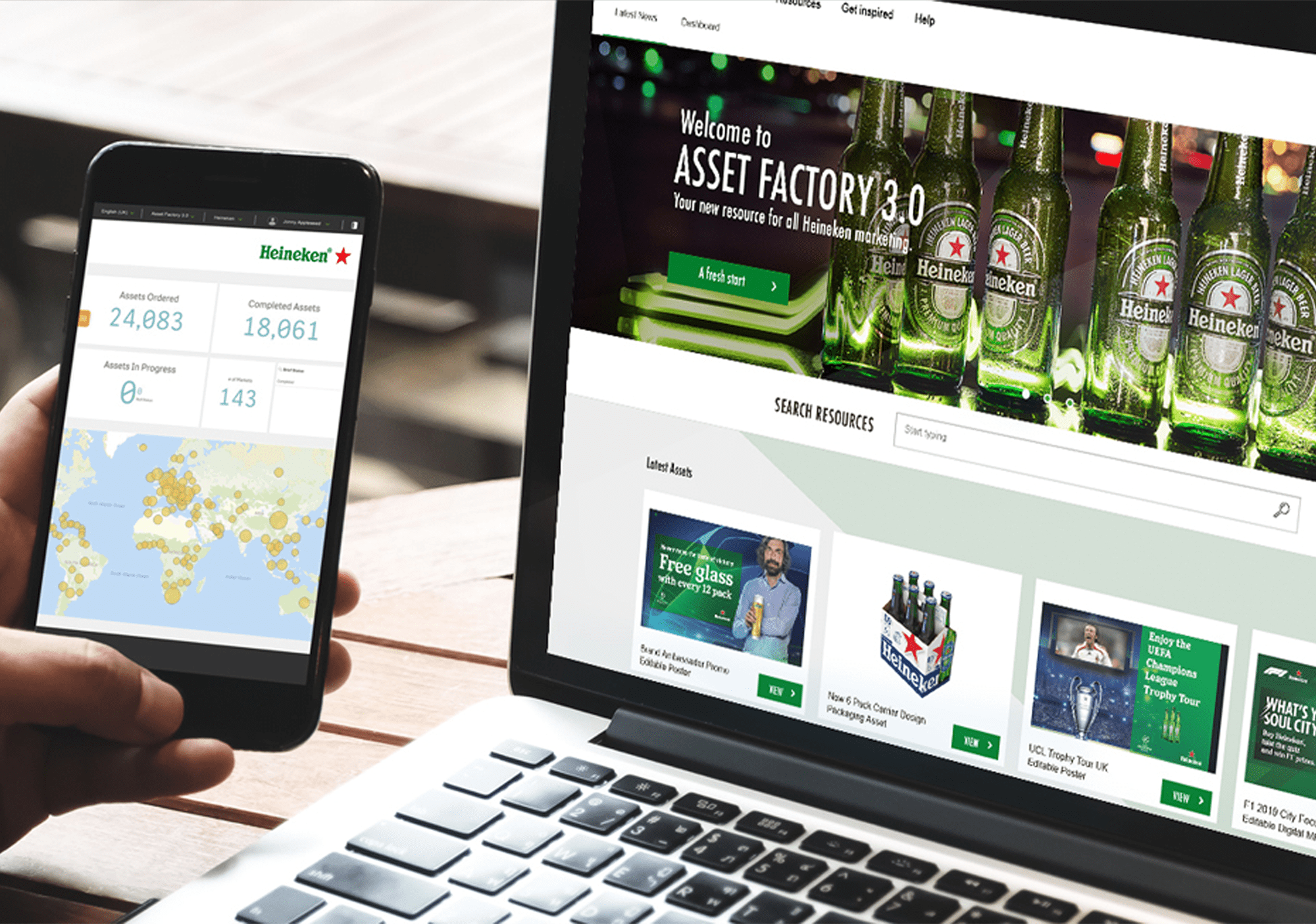 Give all marketers ready-to-use on-brand content, campaigns and dynamic playbooks, for instant localisation. Just like Heineken does.