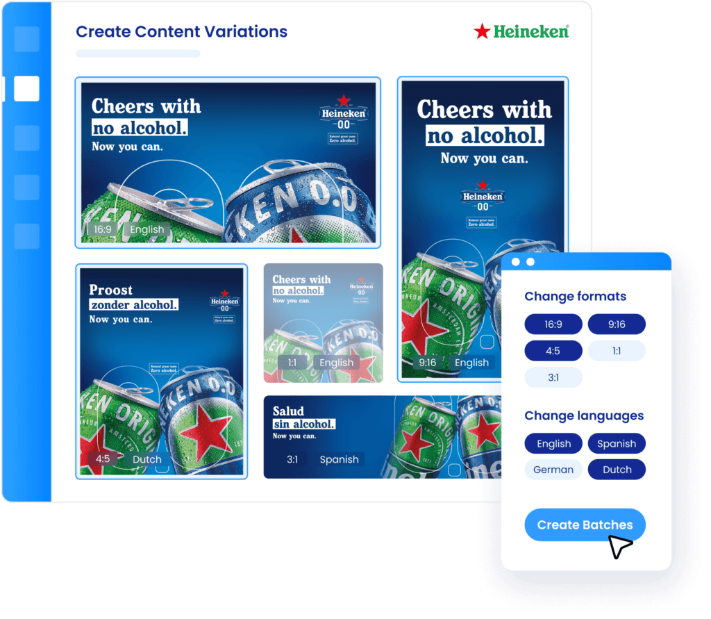 Storyteq enables Heineken to create all content variations they need. In any format, any language, for every market, and every channel.