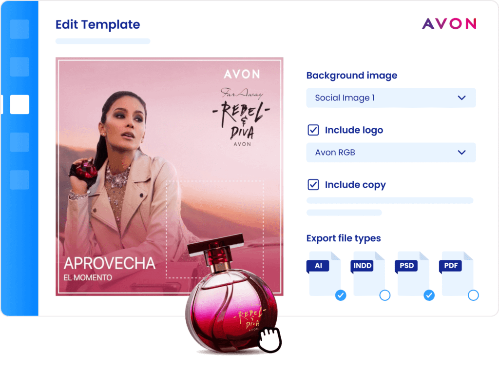 Find, modify and share all your creative content in seconds like Avon does, with Storyteq's ActiveDAM.