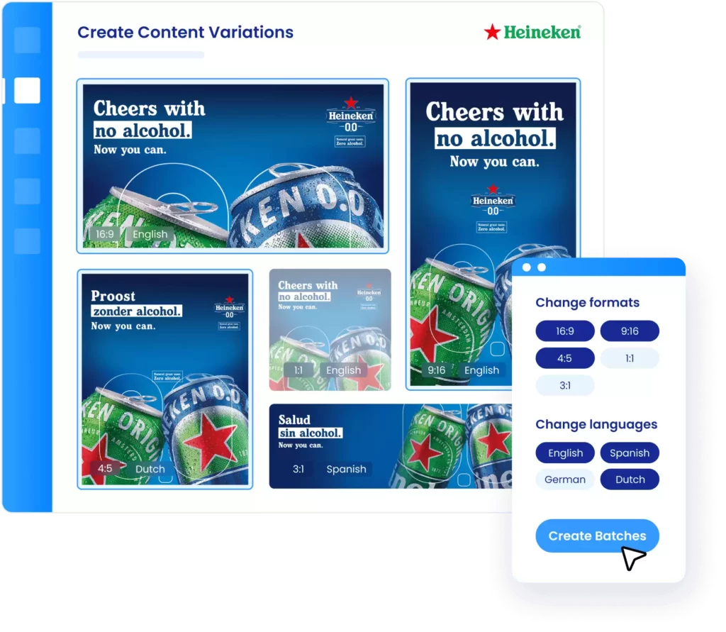 Storyteq's Creative Automation platform enables Heineken to create all content variations they need, for every market, and every channel.