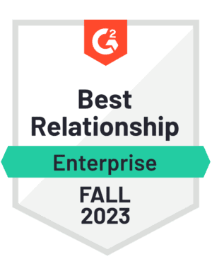 G2 Badge: Best Relationship - Creative Management Platform category - Enterprise - Fall 2023