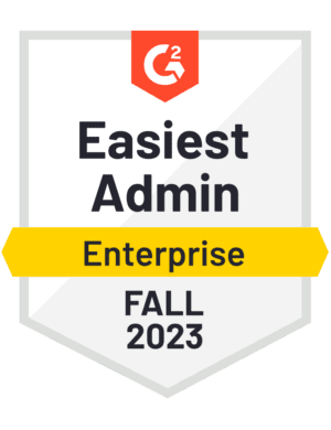 G2 Badge: Easiest Admin - Creative Management Platform category - Enterprise - Fall 2023