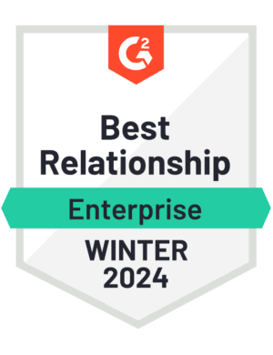 G2 Badge: Best Relationship - Creative Management Platform category - Enterprise - Winter 2023