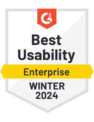 G2 Badge: Best Usability - Creative Management Platform category - Enterprise - Winter 2023