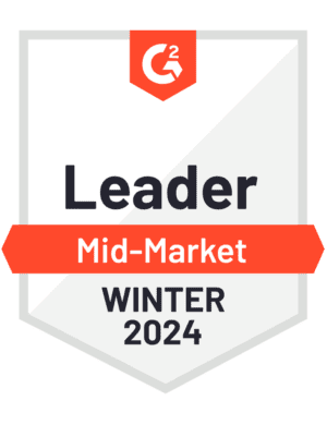 G2 Badge: Leader - Creative Management Platform category - Mid-Market - Winter 2023