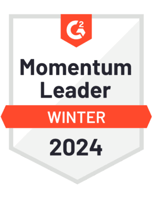 G2 Badge: Momentum Leader - Creative Management Platform category - Winter 2023